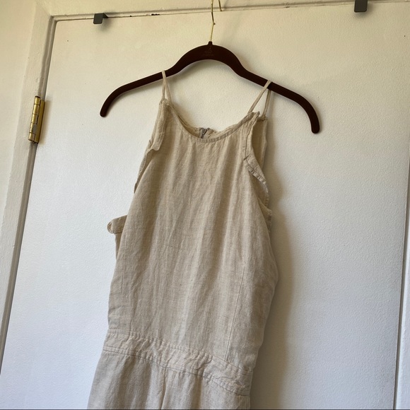 Free People Blank NYC Linen Frayed Ruffle Jumpsuit - Picture 3 of 4